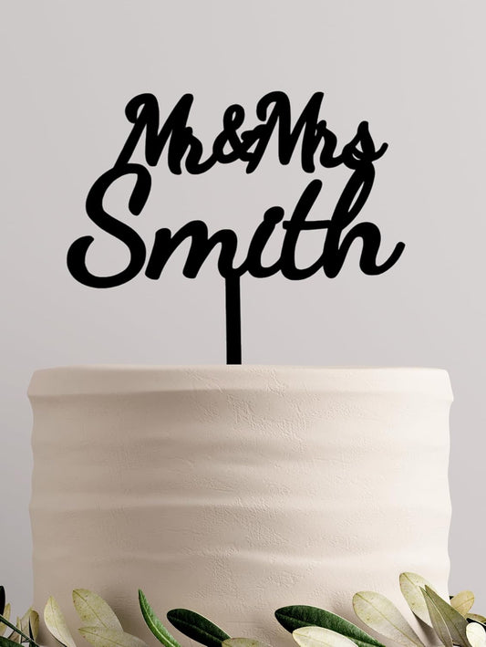 Custom Name Wedding Cake Topper, Personalized Bride and Groom Decoration, Rustic Wedding, Anniversary, Briday Shower Decor (Mr & Mrs)