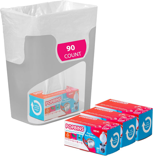 Trash Bags - Small Garbage Bags, Clear Trash Can Liners for Bathroom Bins, Bedroom, Office & Kitchen Waste, Multi-Purpose Household Wastebasket Cleaning Supplies - 4 Gallon, Pack of 3