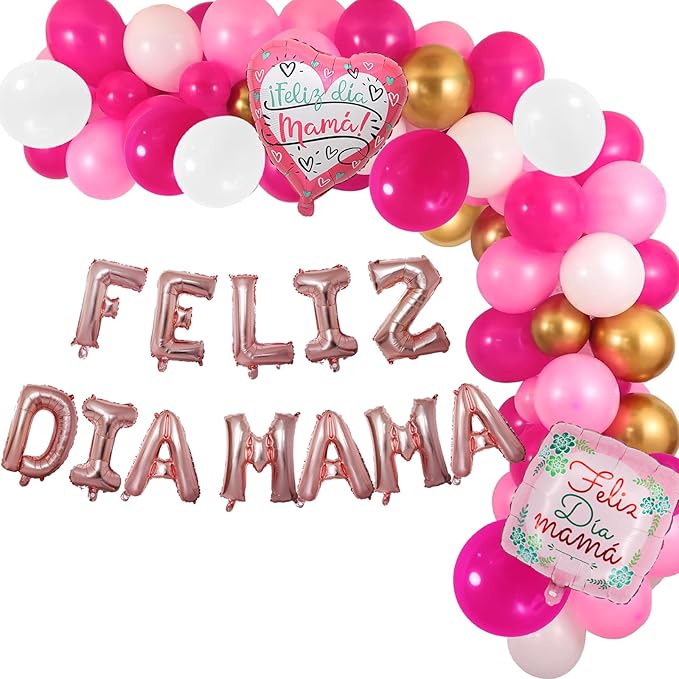 Feliz Dia De Las Madres Balloon Garland Arch kit with 118 Pcs Balloons Mothers DayDecorations Feliz Dia Mama Balloons Banner for Mothers Day Party Supplies