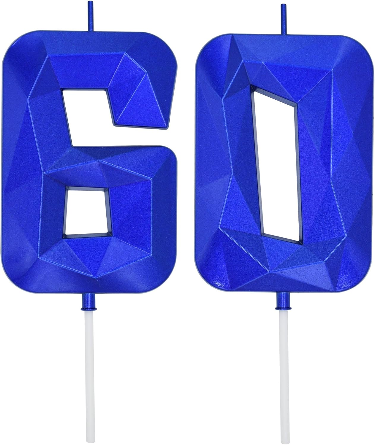 DERVENTA Large Birthday Candle Number 3D Blue 3.7 inch Party Celebration Anniversary Decoration Cake Topper 1 Piece (Number 60 Blue)