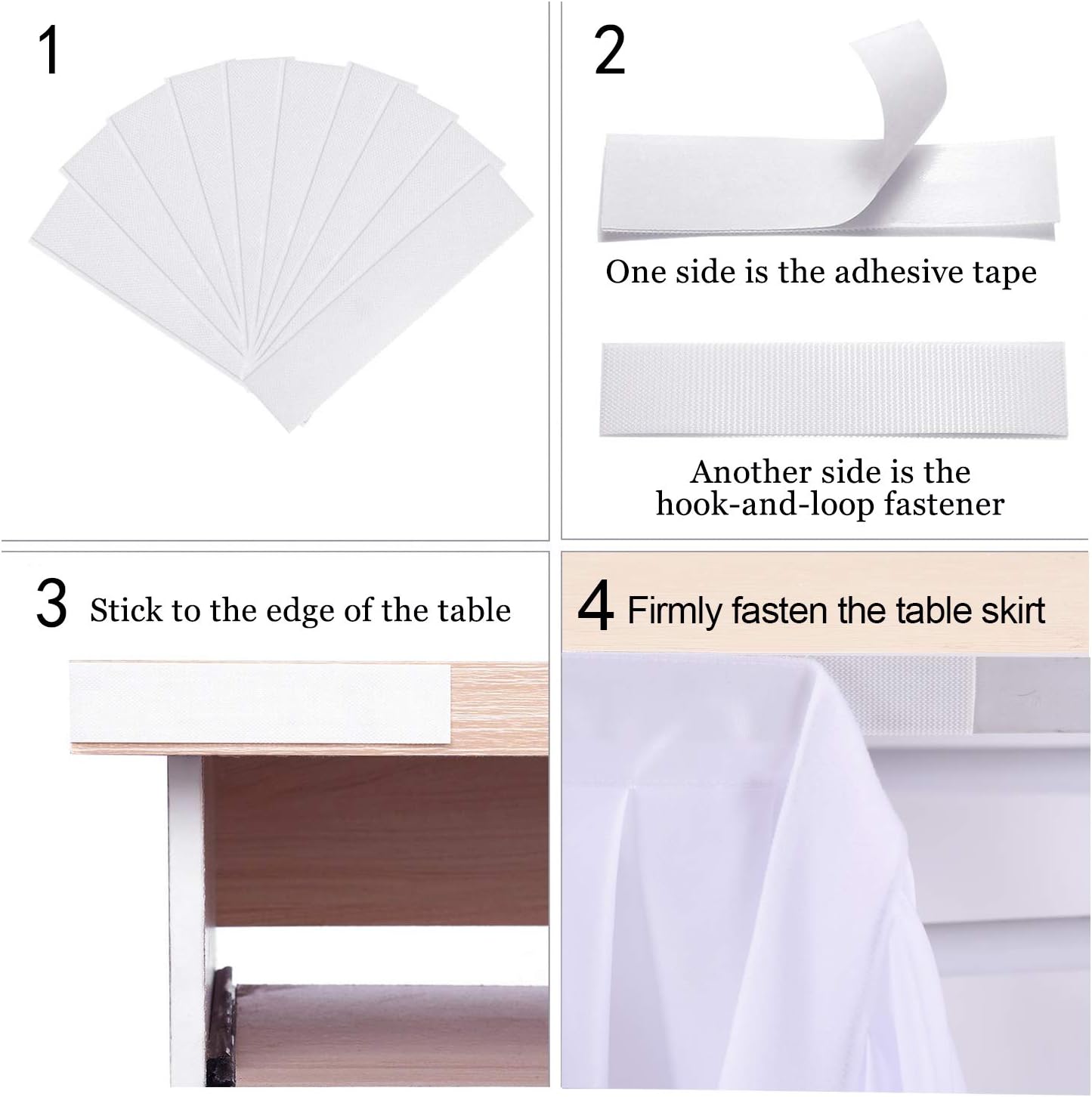 14ft White Table Skirts for Rectangle Tables Polyester Pleated Ruffle Table Skirt Tablecloth for Wedding Birthday Party Baby Bridal Shower Banquet Decoration