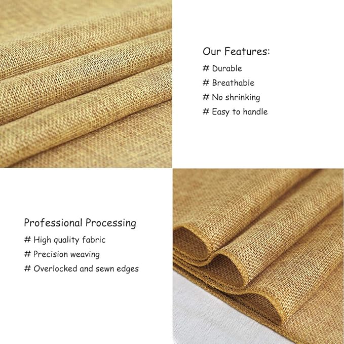 B-COOL 2 Pieces Burlap Table Runners 13x108 Inch Rustic Boho Table Runner Dresser Cover for Farmhouse Macrame Jute Fabric Thanksgiving Party Home Dining Decorations Khaki