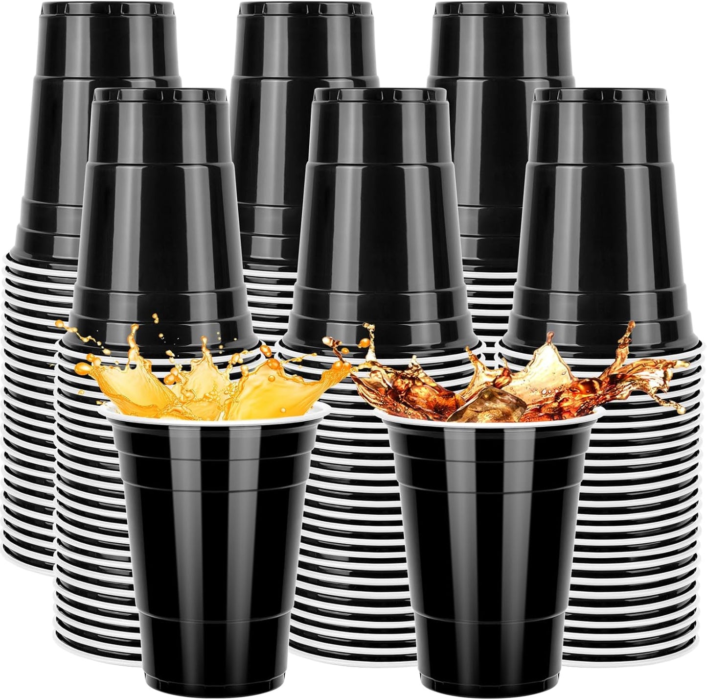 100PCS Black Plastic Cups, 12oz Disposable Party Cups Bulk, BPA Free Drink Cups for Soda Juice Beer Cocktail Cold Drinks Suitable for Wedding Halloween Thanksgiving Christmas Birthday Celebrations