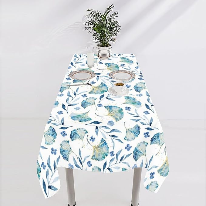 YCness Autumn Maple Leaves Tablecloth, Thanksgiving Autumn Harvest Watercolor Ginkgo Biloba Leaves Table Cover for Party Picnic Dinner Decor 55x75 Inch Rectangle