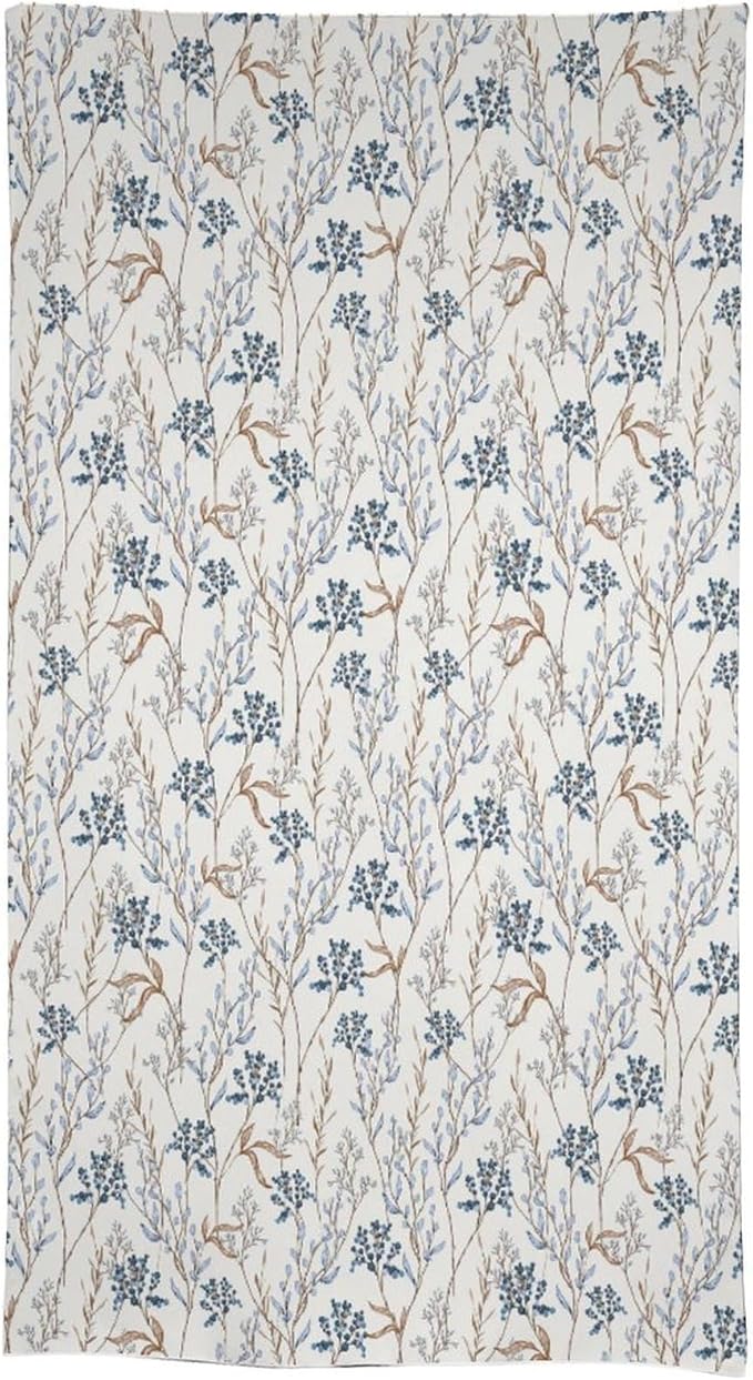Abstract Geometry Leaf Tablecloth, Thanksgiving Autumn Harvest Fall Watercolor Blue Yellow Leaves Table Cover for Party Picnic Dinner Decor 60x110 Inch Rectangle