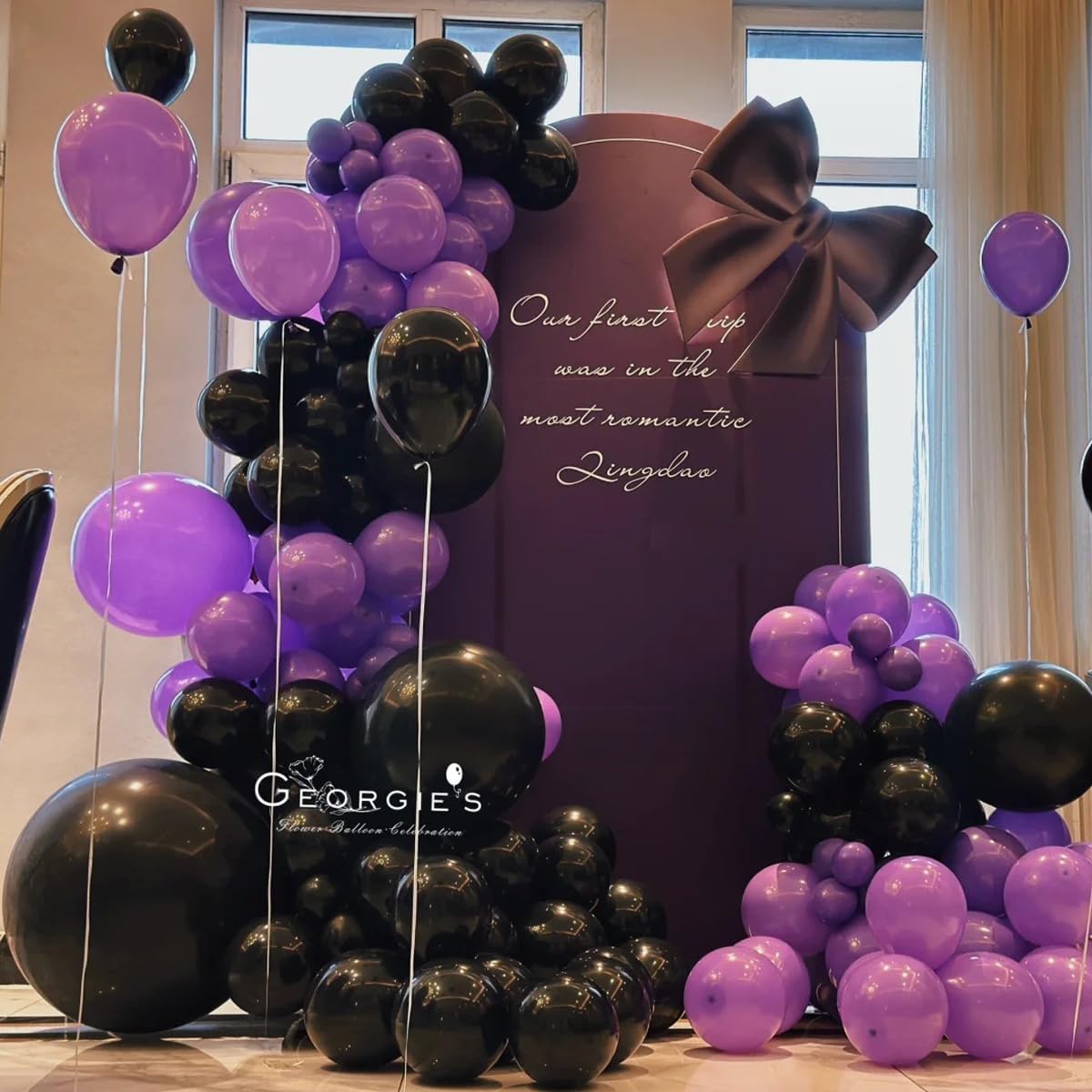 Black Purple and Silver Balloons Arch Kit, 146 Pcs Matte Black Light Purple Confetti Chrome Silver Balloons for Graduation Birthday Party Baby Shower Wedding Decorations