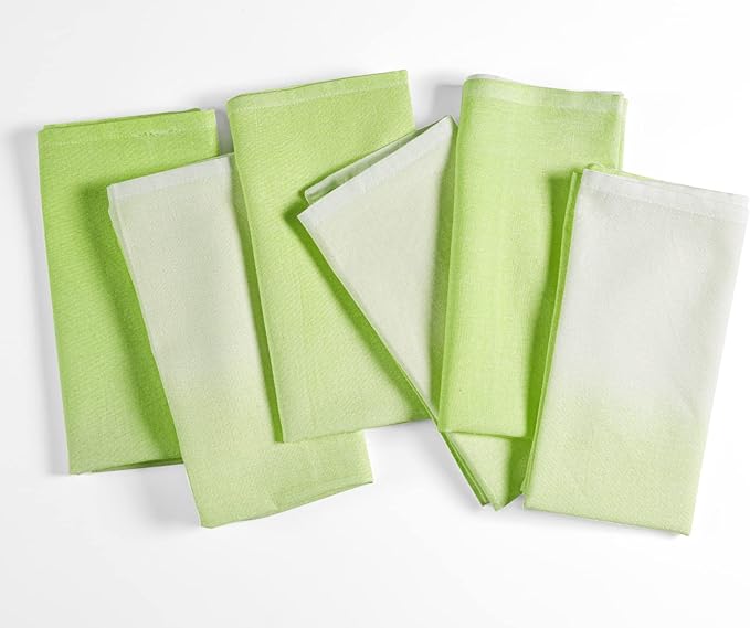 FINGERCRAFT Cloth Napkins Set of 6 Cotton Blend 20x20 Inch Large Size Dinner Napkins Cloth Perfect for Parties Dinners Weddings Cocktail Christmas Easter Ombre Tie Dye Leaf Green