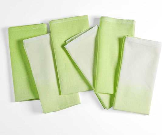 FINGERCRAFT Cloth Napkins Set of 6 Cotton Blend 20x20 Inch Large Size Dinner Napkins Cloth Perfect for Parties Dinners Weddings Cocktail Christmas Easter Ombre Tie Dye Leaf Green