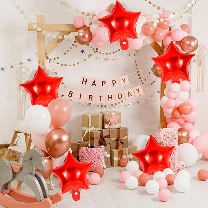50 Pcs Star Balloons,10 Inch Red Star Foil Balloons,Stars Shaped Balloon Mylar Helium Balloon for Birthday Party Anniversary Wedding Baby Shower Decorations (10inch-red)