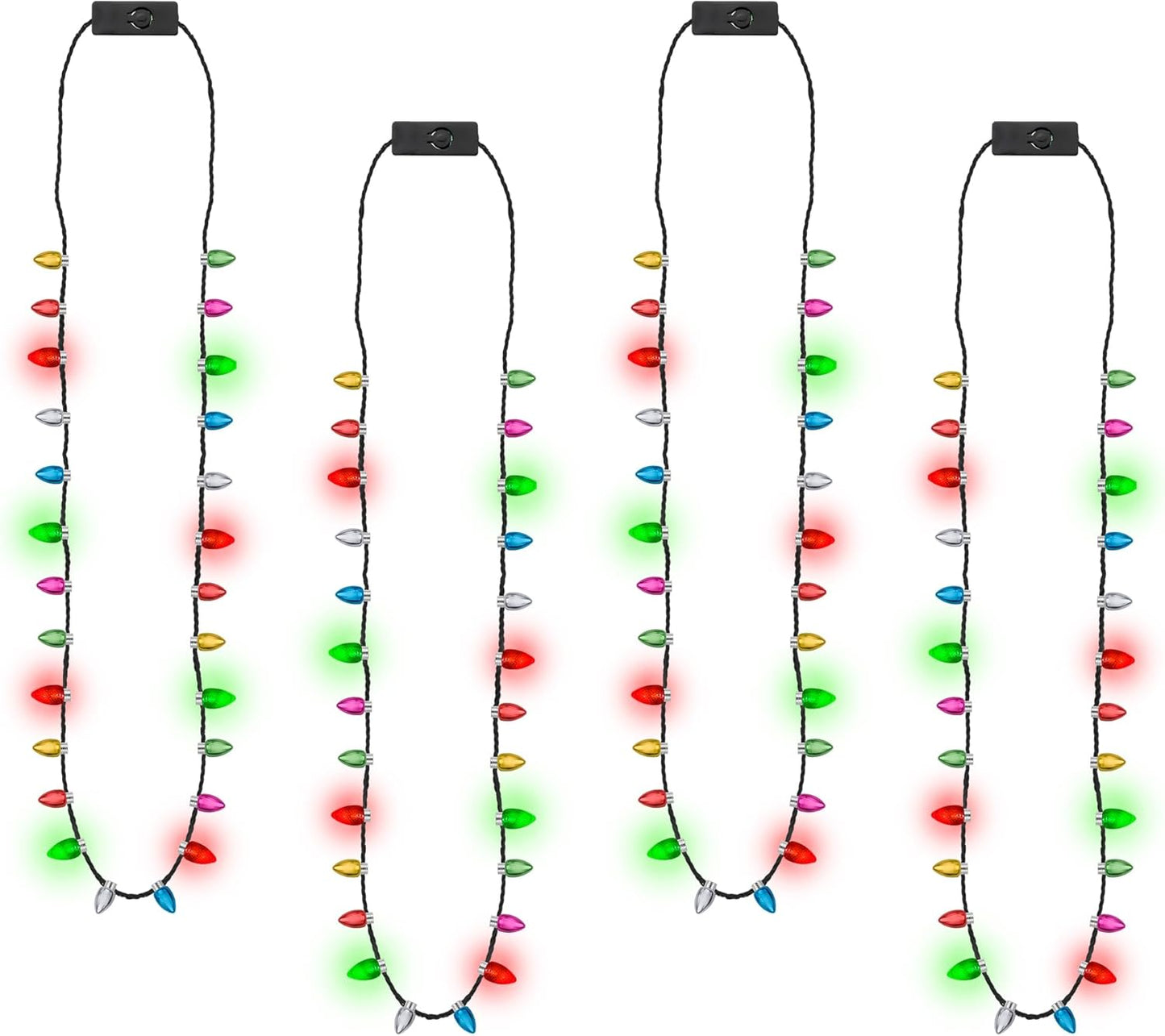 36pcs Christmas Light Necklace, Glow Christmas Bulb Necklaces Decorations, 3 Modes Colorful Lights Xmas Party Favors Bulk, Christmas Necklace for Ugly Sweater New Year Party Supplies Accessories