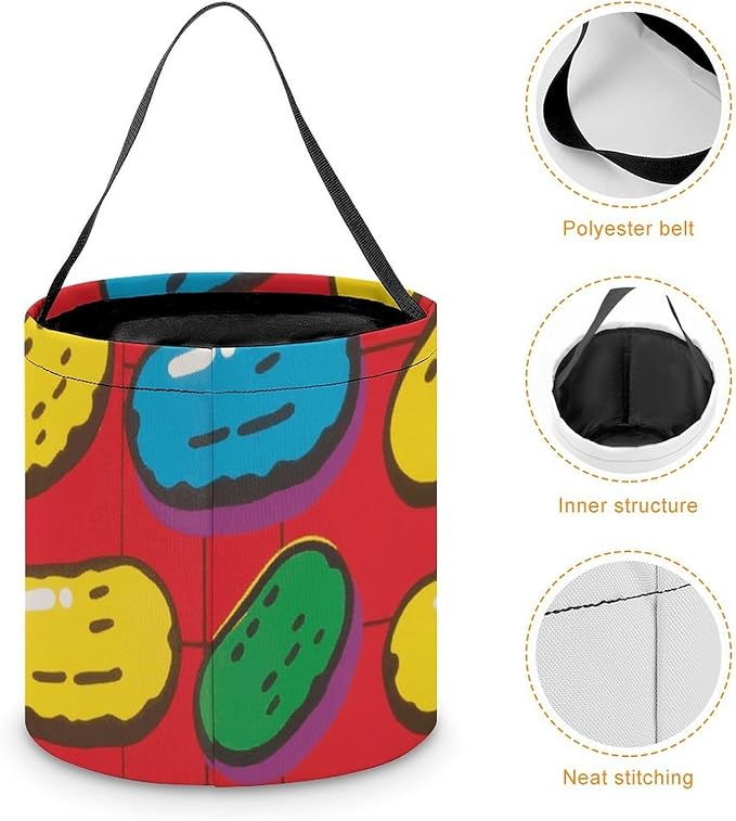 Halloween Candy Bucket - Dill Pickles Print Trick Or Treat Candy Bag, Gift Bag for Party Favor Supplies