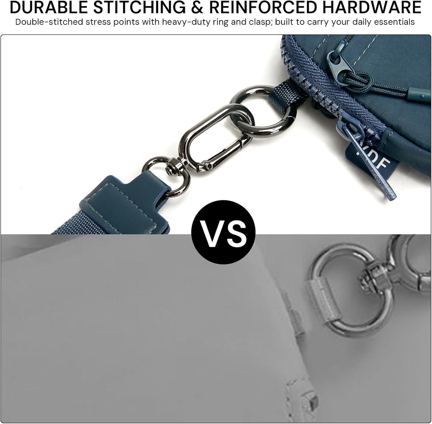 Keychain Wallet for Women Mini Zip Card Holder with ID Window Coin Purse Detachable Wristlet Small Wallets navy blue