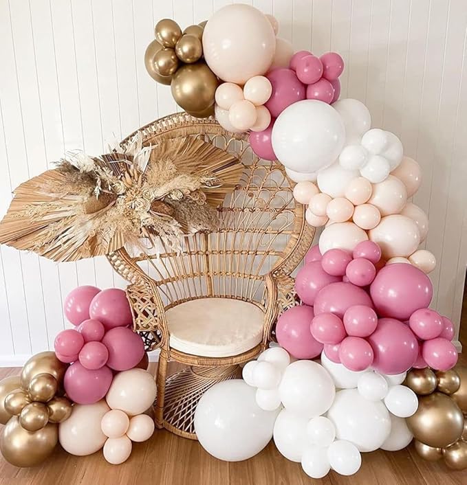 Double Stuffed White Balloon Garland - Pastel White Balloons Different Sizes 18/12/5 Inch Matte Latex Arch for Birthday Baby Shower Bridal Shower Wedding Easter Party Decorations