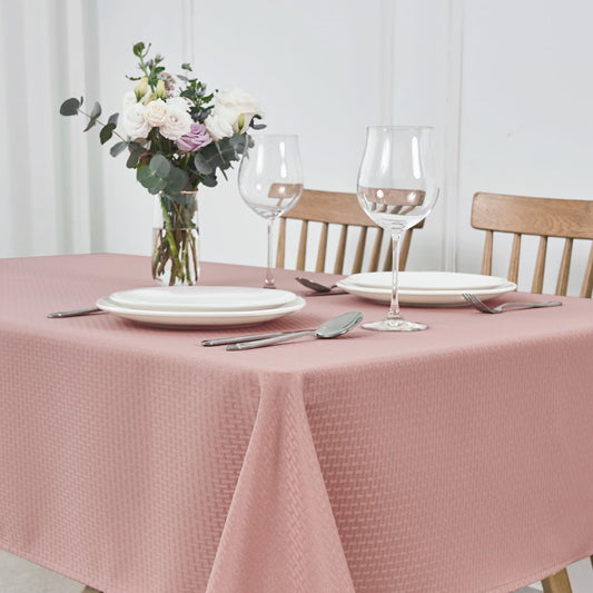 maxmill Weaved Texture Tablecloth Water Resistance Antiwrinkle Spillproof Soft Washable Table Cloth for Dining Room, Buffet Banquet Parties Holiday Dinner, Rectangular 70 x 108 Inch, Pale Blush