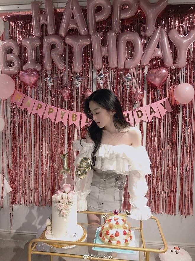 [52 PCS] 16" Foil Pink Letter Balloons 2 Sets of A-Z, Mylar Aluminum Hanging Alphabet for Girls Graduation New Year eve Birthday Party Valentine's day Decorations