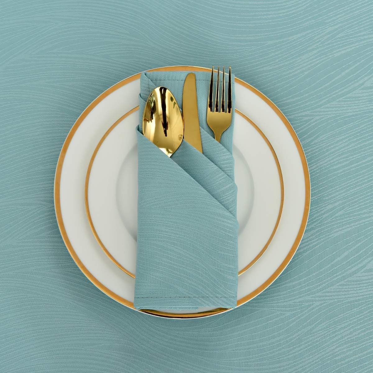 maxmill Jacquard Cloth Napkins 20 x 20 Inch with Hemmed Edges Swirl Pattern Soft Comfortable and Luxury Serviette for Family Dinners Weddings Parties and Banquets Set of 4 Turquoise