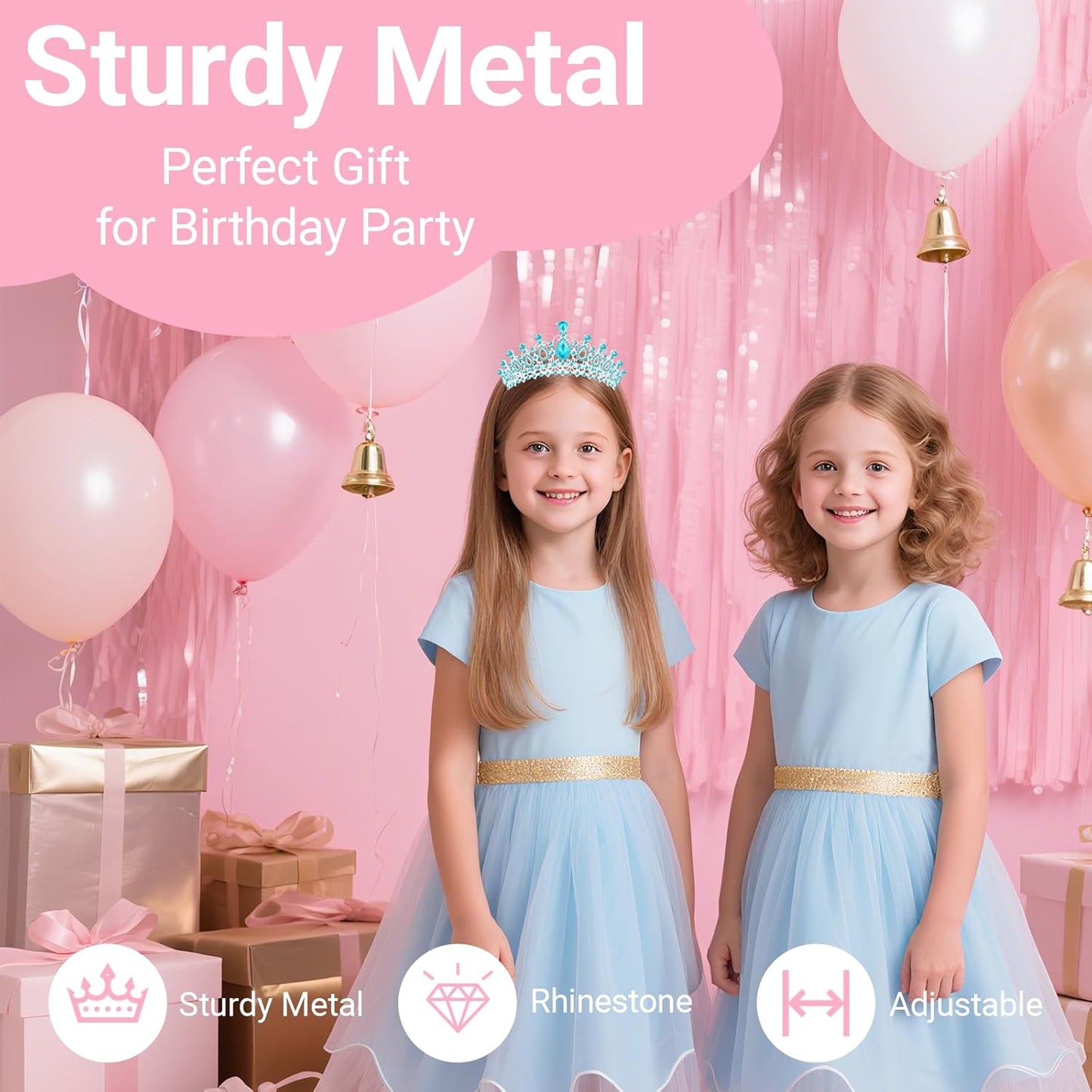 Birthday Tiara and Crown with Sash, Birthday Tiara for Women Party (Blue)