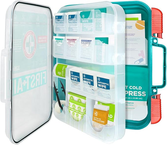 Be Smart Get Prepared First Aid Kit, Teal, 326 Piece, Exceeds OSHA and ANSI Guidelines 100 People - Office, Home, Car, School, Emergency, Survival, Camping, Hunting and Sports
