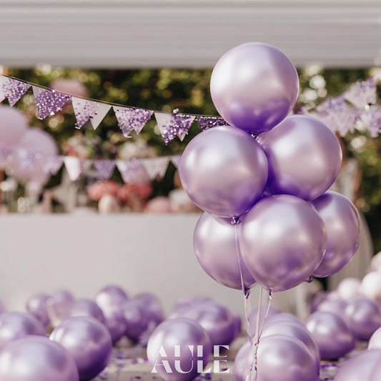 AULE Metallic Light Purple Latex Balloons 50 Pcs 12 inch Chrome Lavender Balloons Lilac Helium Balloons Happy Birthday Graduation Gender Reveal Party Decoration