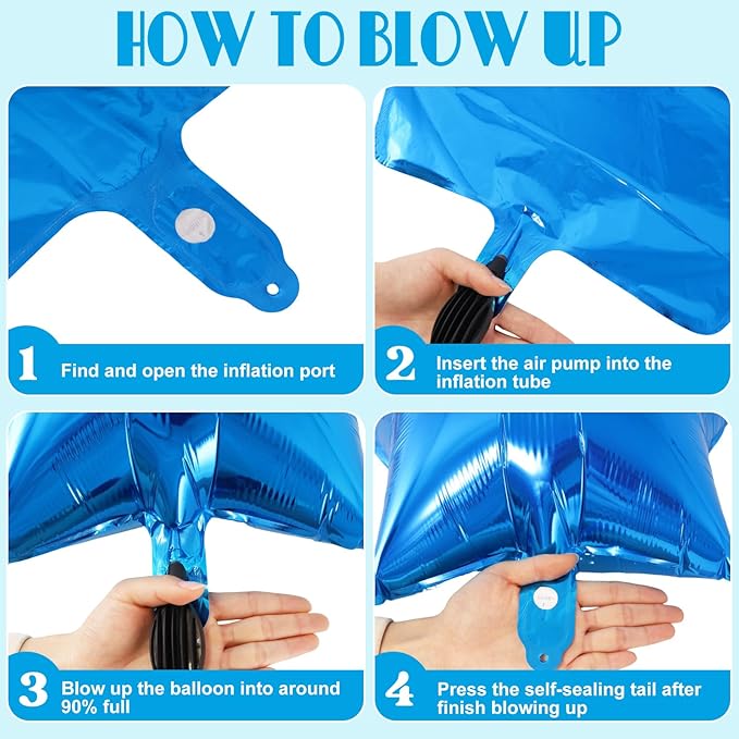 20 Pcs Star Balloons,18 Inch Blue Star Foil Balloons,Stars Shaped Balloon Mylar Helium Balloon for Birthday Party Anniversary Wedding Baby Shower Decorations (Blue)