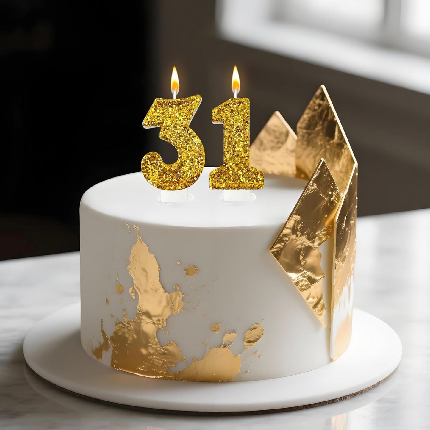 Birthday Number Candles, Glitter Number Candle Cake Decorations with Sequins, Cupcake Decorations for Girls, Women, Party Anniversary Celebrations (Number 1, Golden)