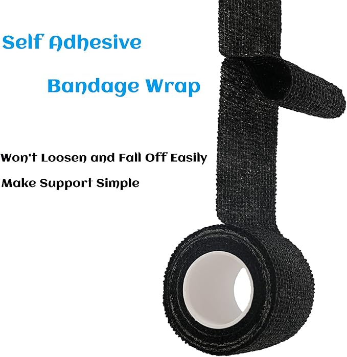 24 Rolls Black Sensi Wrap Elastic Self Adhesive Bandage Wrap, Breathable Cohesive Bandage, Ankle Sprains Swelling Medical First Aid Sports Athletic Grip Tape, Dogs Pet Vet Wrap 2 in
