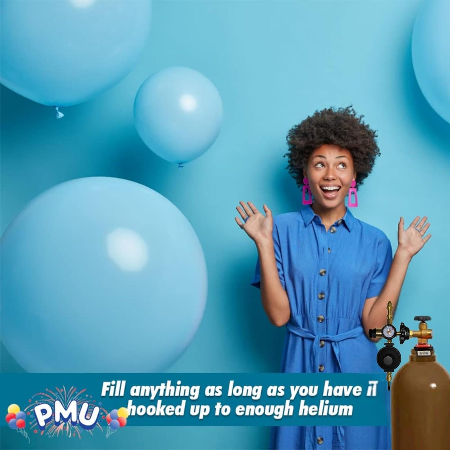 PMU Helium Saver Balloon Helium Dual Foil/latex Inflator with Ribbon String Cutter (Automatic Shut-off for Foil Balloons- 60/40 Air Mix Gas Saver for Latex Balloons) Pkg/1