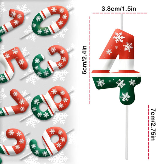 Christmas 4th Birthday Number Candles, Number 4 Candle Cake Toppers for Christmas Themed Parties, 4th Birthday Cake Candles for Boys and Girls, Kids Party Supplies