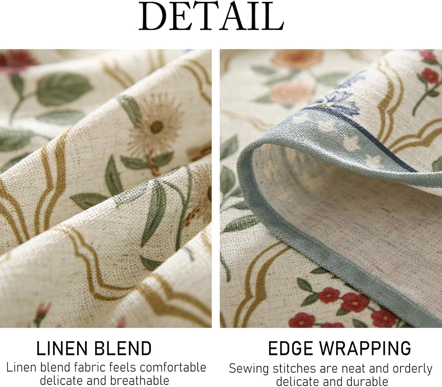 ISAENNE Designer Linen Tablecloth Rectangular,Western Colorful Floral Indoor Table Cloth,Wrinkle Resistant Decor Tablecloths for Dining Thanksgiving Kitchen Christmas,55"*87"-Serenity B