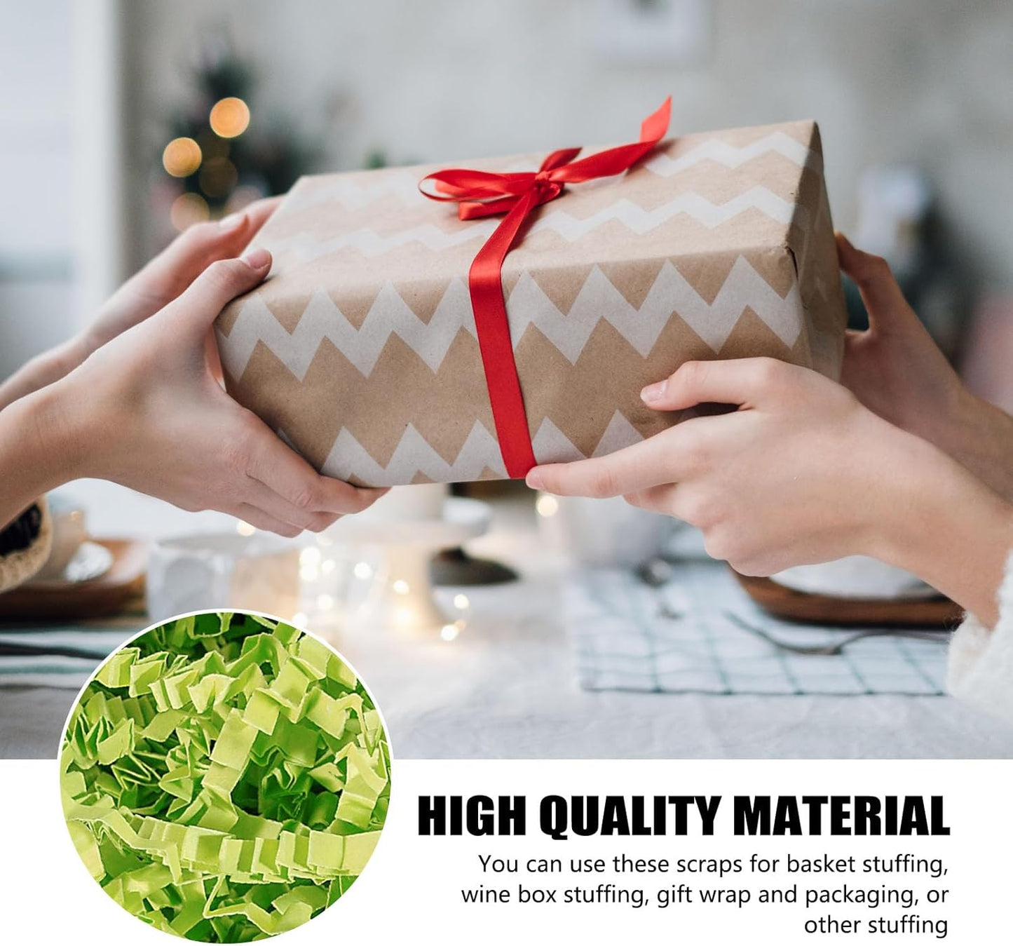 ZEBMOON 2 LB Light Green Crinkle Cut Paper Shred Filler Great for Gift Wrapping, Basket Filling, Birthday, Wedding, Halloween, Thanksgiving, Christmas Day, New Year Party Decorations Filling Supplies
