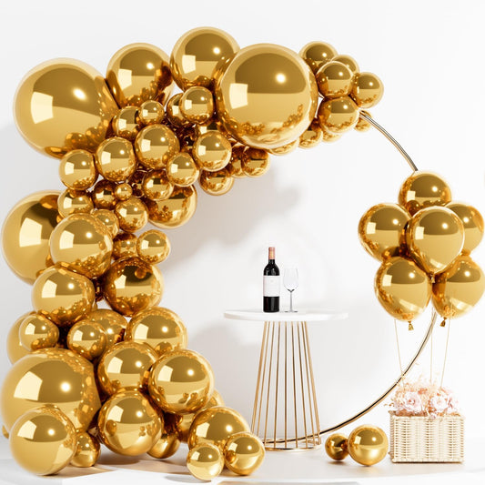 Labeol Metallic Gold Balloons Different Sizes 139PCS 18/12/10/5 Inch Chrome Gold Balloon Garland Arch Kit Quality Latex Balloons Gold Decorations for Wedding Party Birthday Graduation Baby Shower