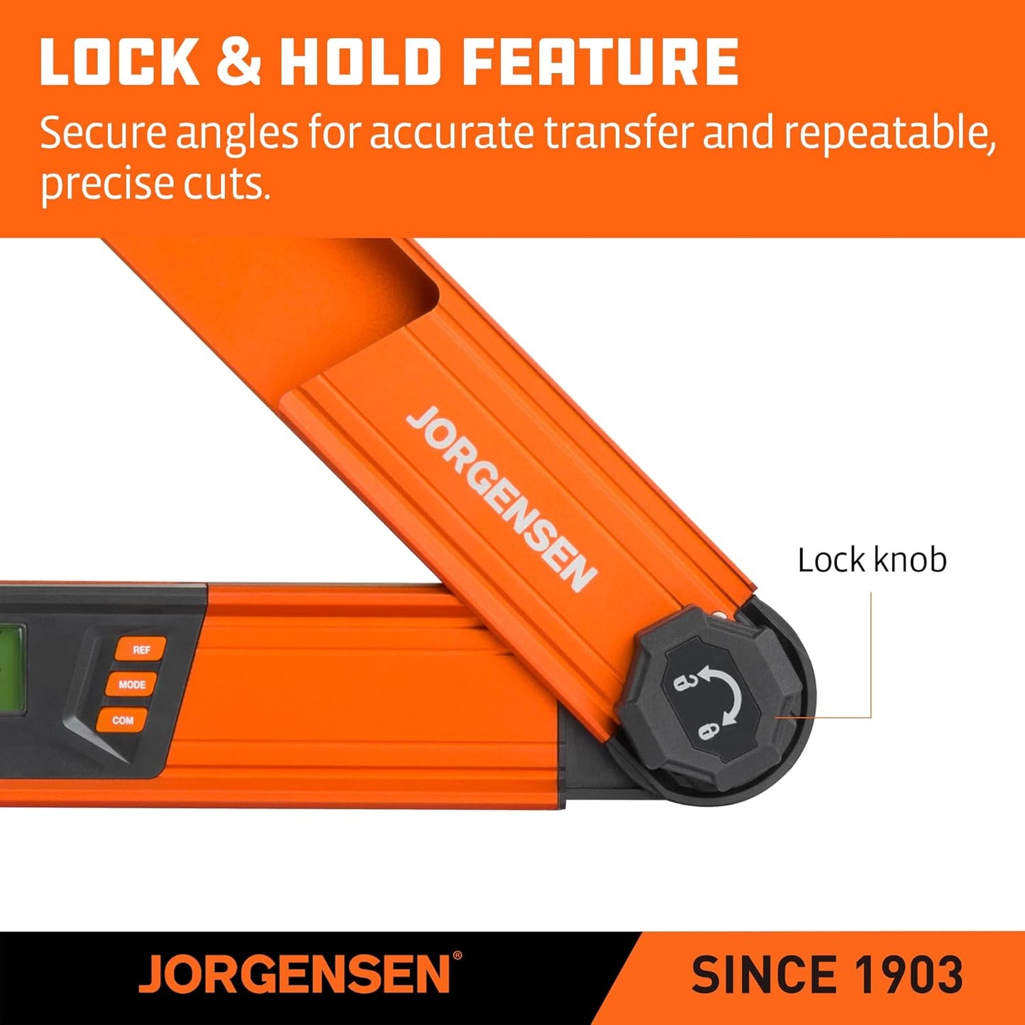 JORGENSEN Digital Angle Finder, Multi Angle Finder Tool with Backlit LCD, Protractor Digital Level with Horizontal & Vertical Bubble