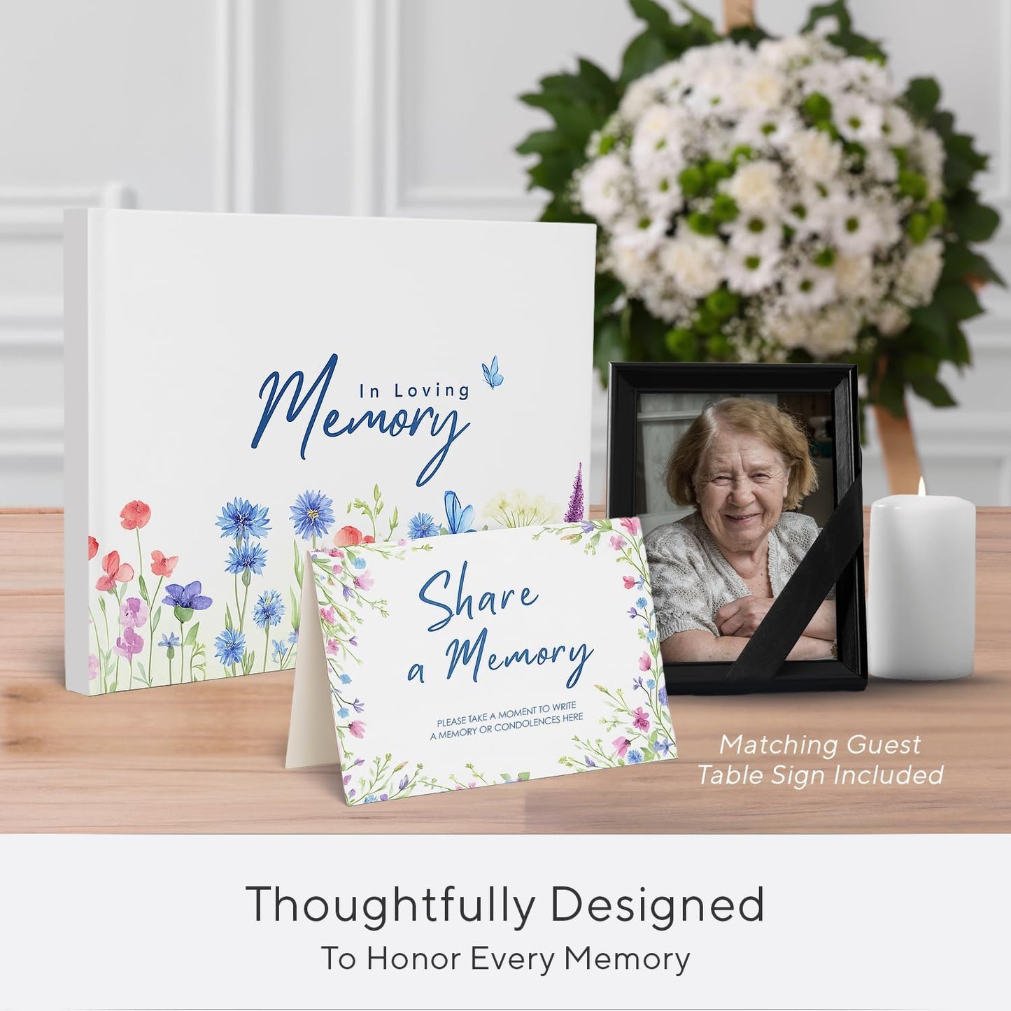 Funeral Guest Book for Memorial Service Floral Celebration of Life Guestbook with Share a Memory Sign Memory Book for Funeral with Space for 400+ Guests Memorial Keepsake Sign in Book- 10.25" x 8.25"