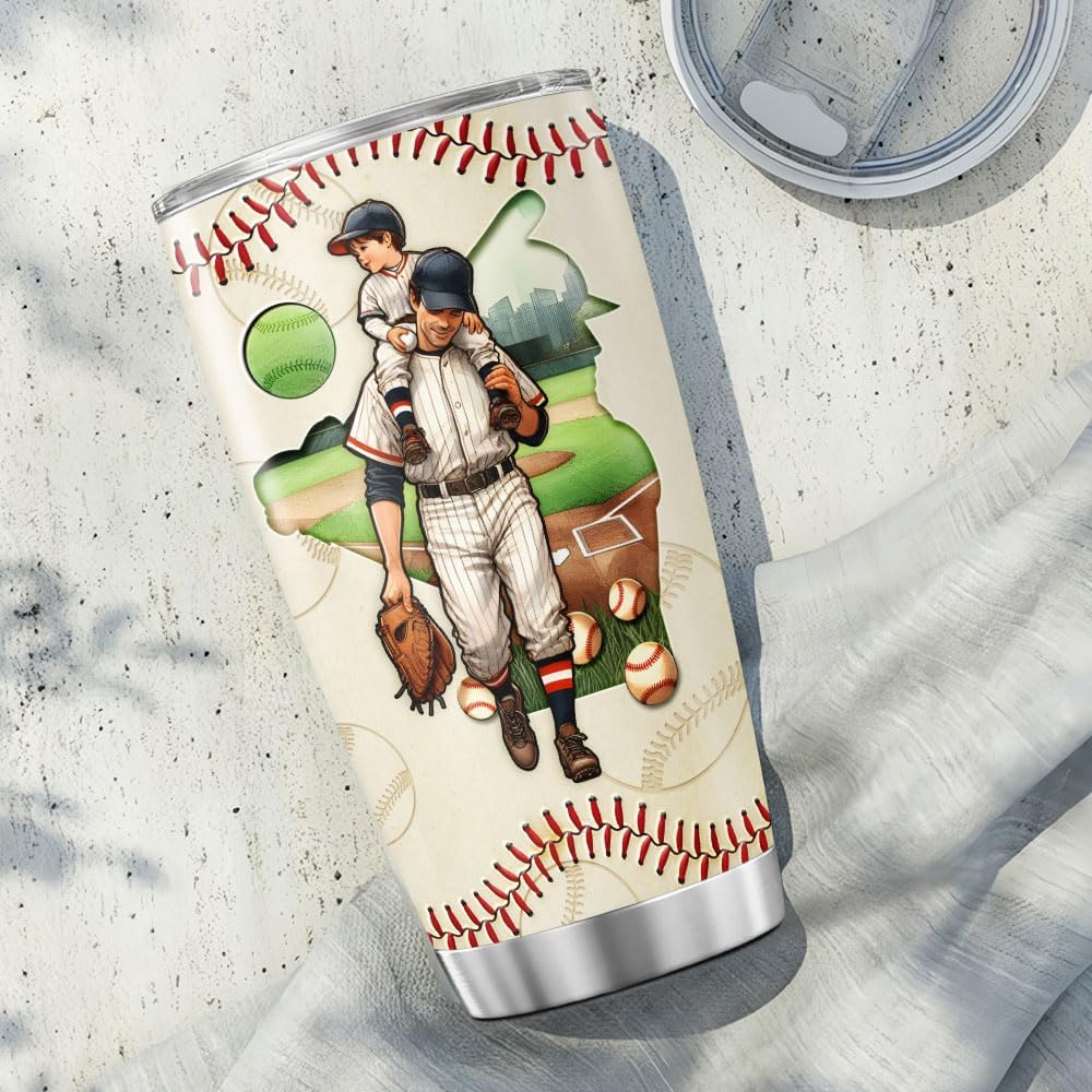 For Cup Fathers Tumblers Day Women Coffee, Tumbler 20 Oz With Lid And Straw, Baseball Gifts, Baseball Player Dad