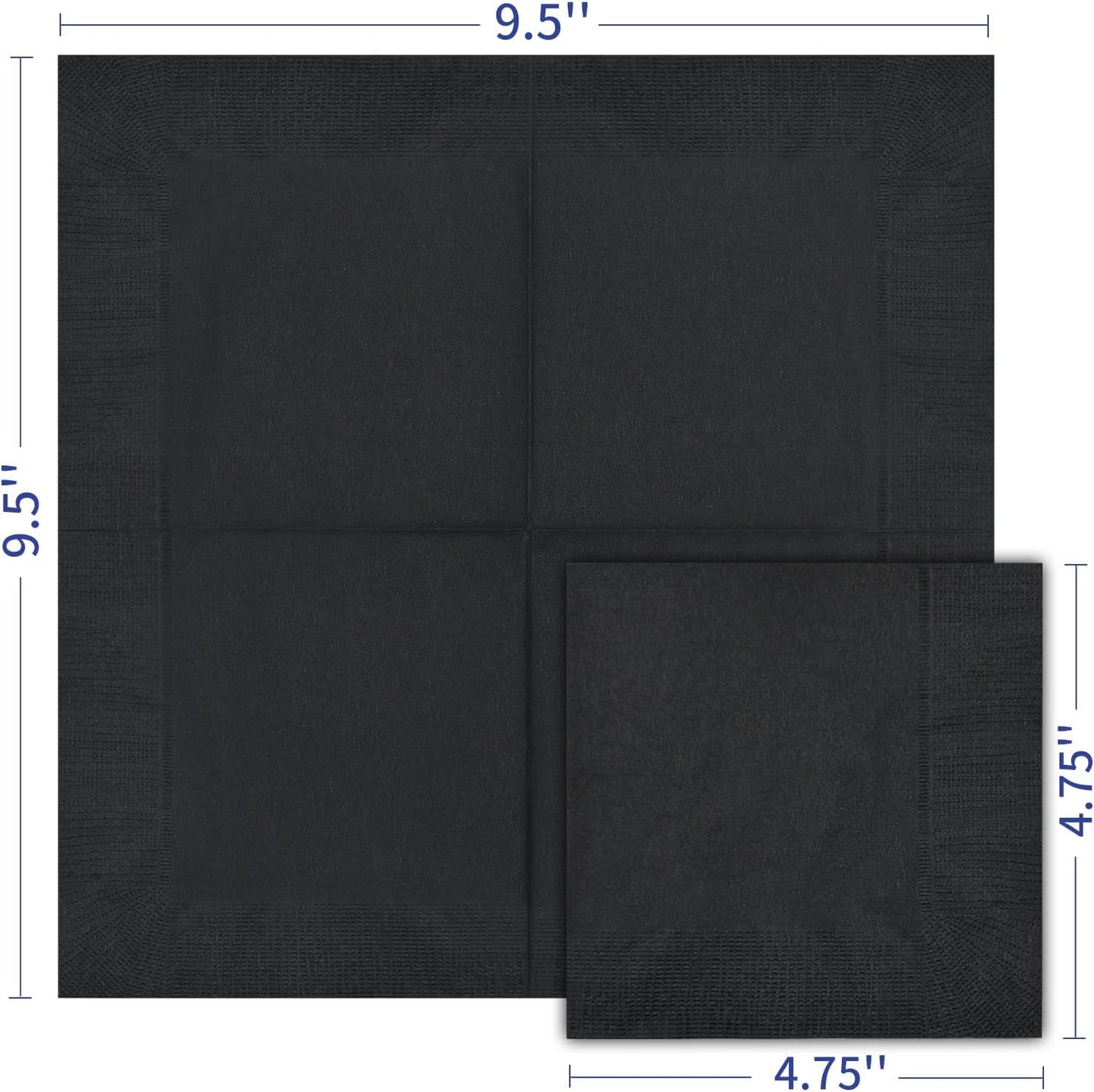 Cocktail Napkins - 600 Count 2-Ply Black Beverage Napkins, 4.75 x 4.75 Inch Folded Napkins Disposable, Paper Napkins for Bar Party Dinner Wedding and Everyday Use