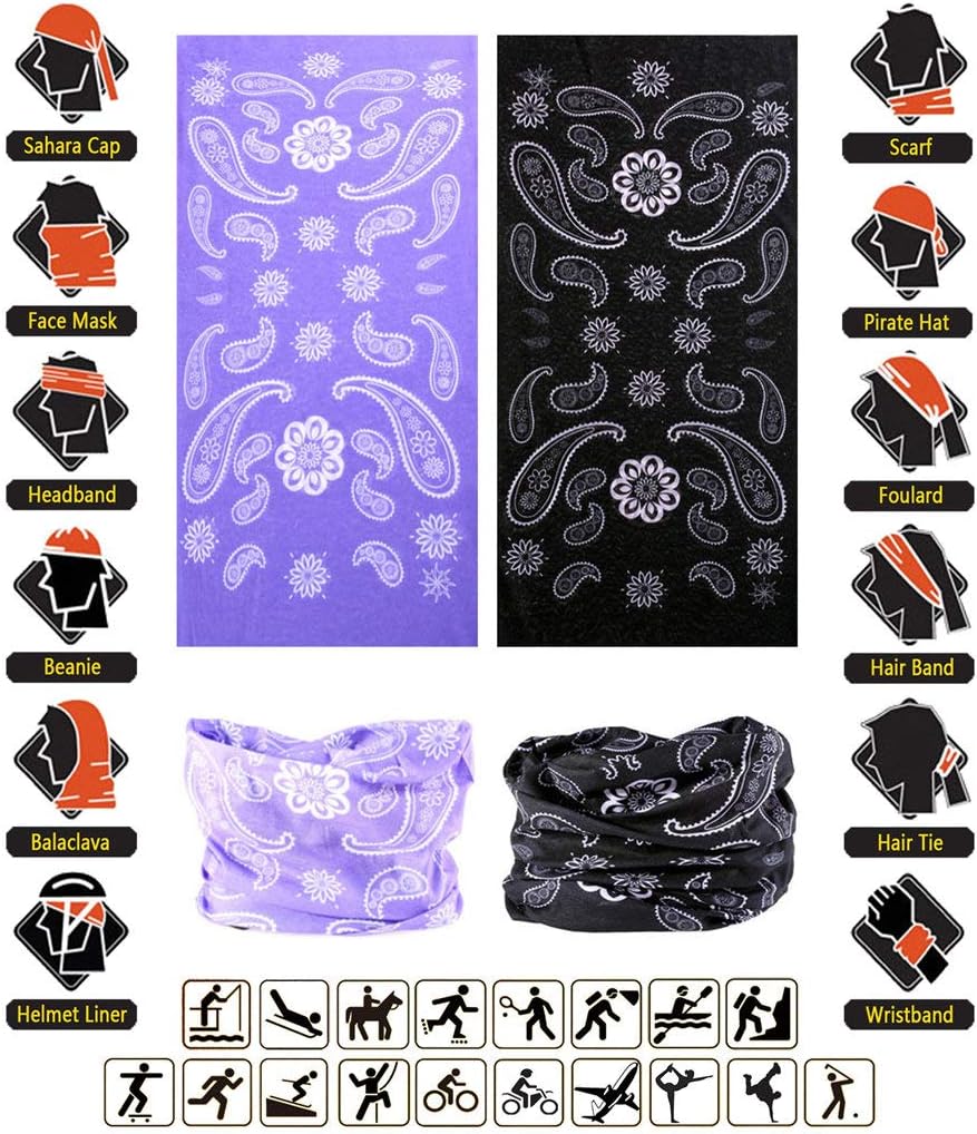Headband Neck Gaiter Head Wrap Headwear Face Mask Magic Scarf Bandana for Men and Women