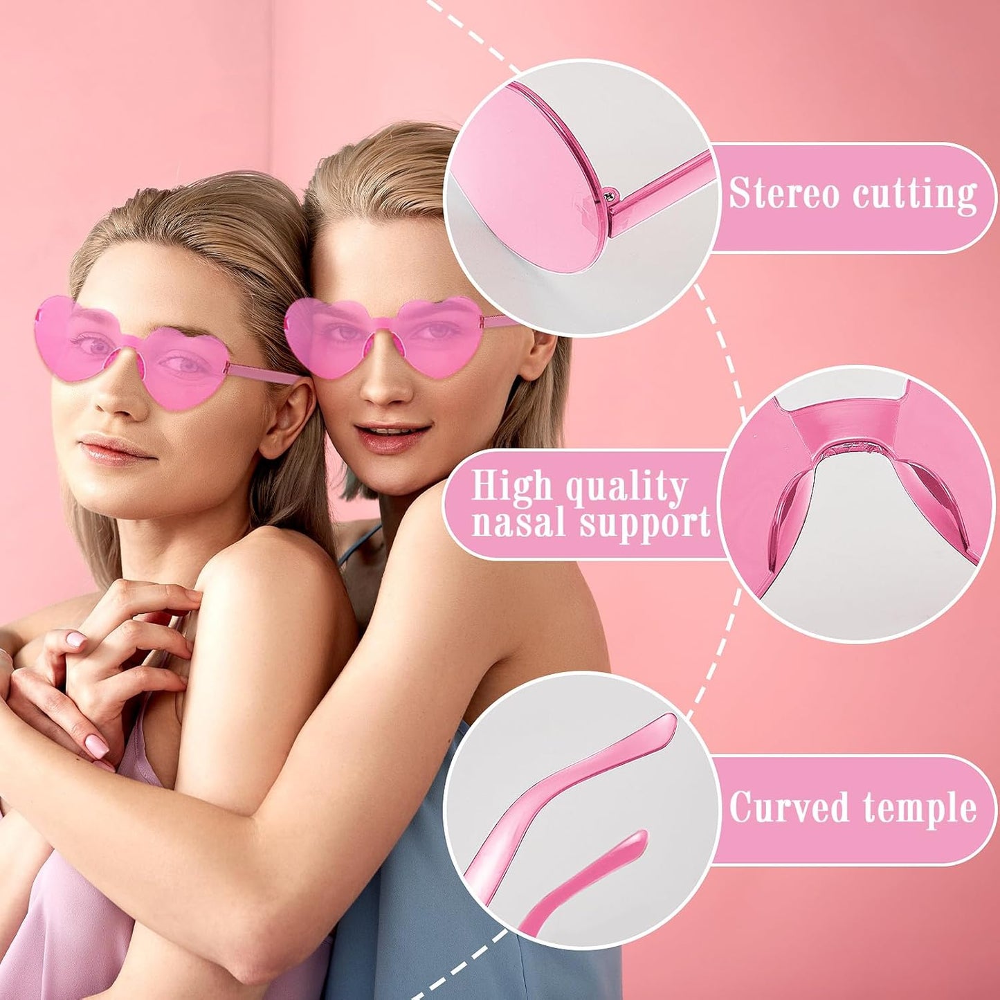 30PCS Heart Shaped Sunglasses Candy Color Rimless Glasses Cute Fun Colored Rave Party Sunglasses Party Favors