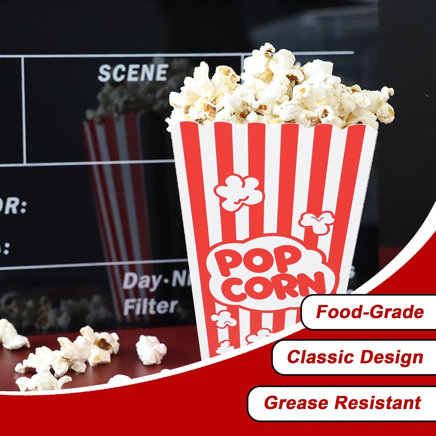 120 Pcs Popcorn Boxes, Large Capacity Popcorn Containers Buckets for Pop Corn Machine, Movie Night, Cinema, Carnival, Party, Concessions