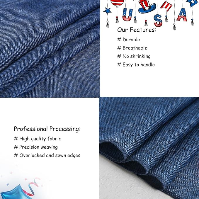 Navy Blue Table Runners 13x108 inches 2 Pieces Burlap Runner 4th of July Decorations for Home, Farmhouse, Dining Linens Decoration Independence Day