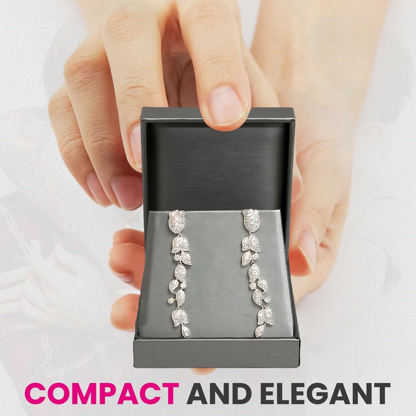 Novel Box Silver Jewelry Box for Pendant 3x4.12x1.25 Inches - Pendants Gift Box for Proposal Wedding Engagement - Faux Leatherette Jewelry Display Box - Gift Presentation Boxes for Pendants
