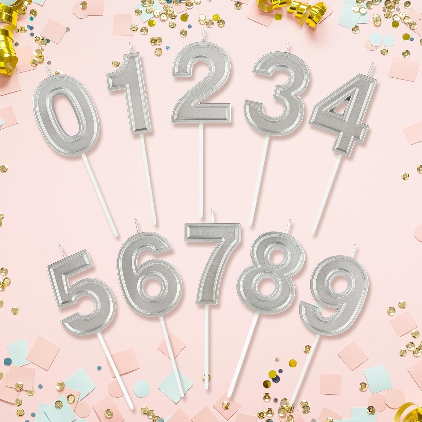 BEAN LIEVE Silver Birthday Candles Number 3, Silver Number Candles, Cake Number Candles for Birthday Parties and Wedding Anniversary Celebrations