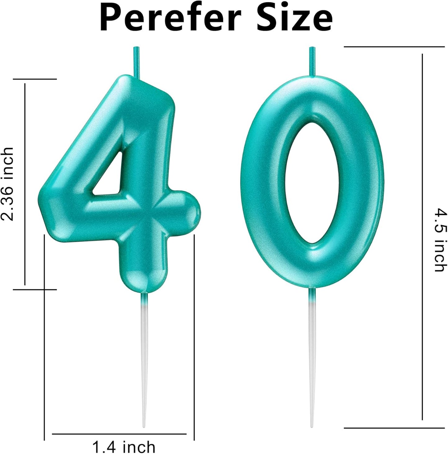 Blue Number 40 Candle Happy Birthday 3D Number Candles for Birthday Cake Party Decoration Wedding Anniversary Celebration Supplies