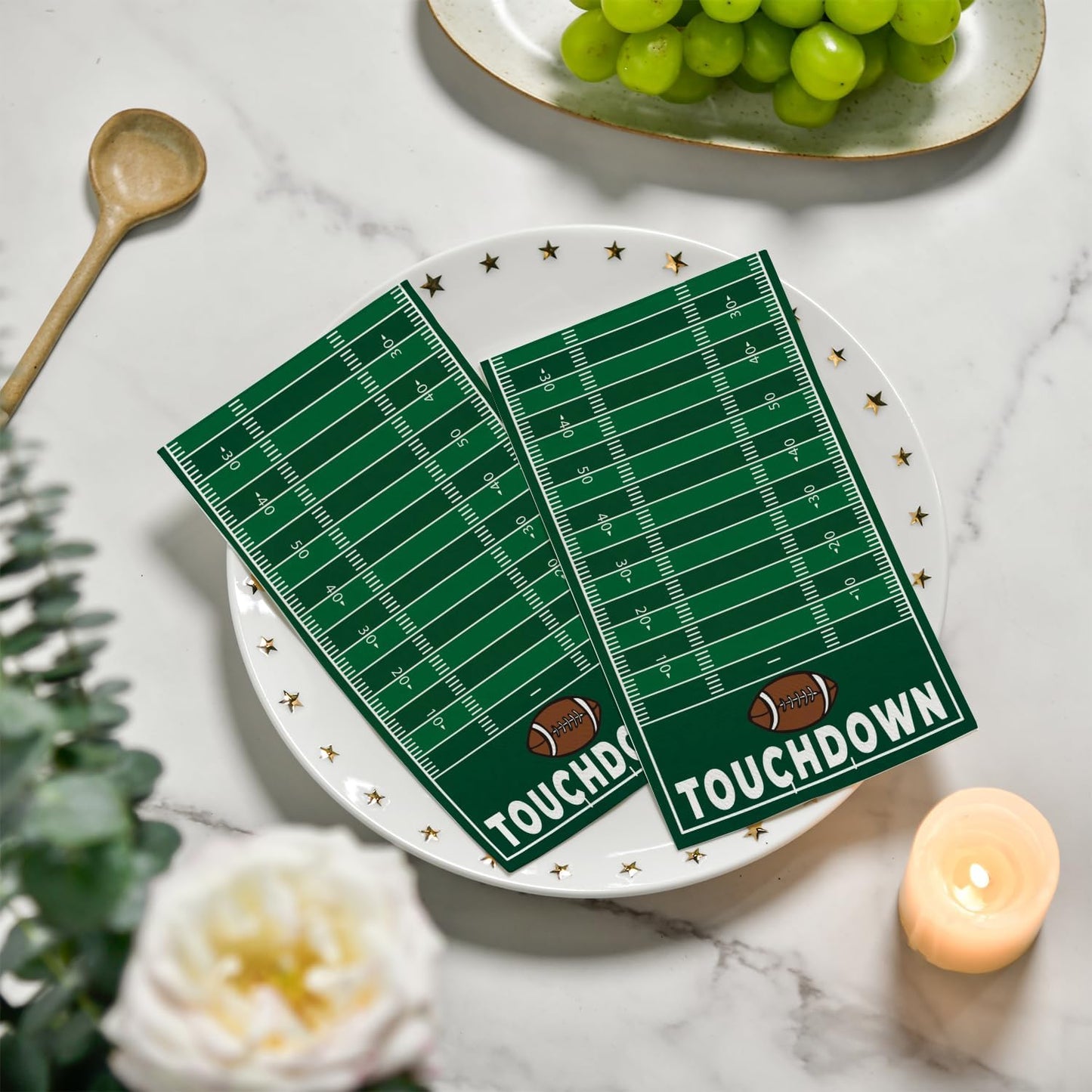 Horaldaily 100 Super Bowl Disposable Paper Decorative Guest Napkins, Football Touchdown and Game Day Themed for Party Lunch Dinner Kitchen Bathroom