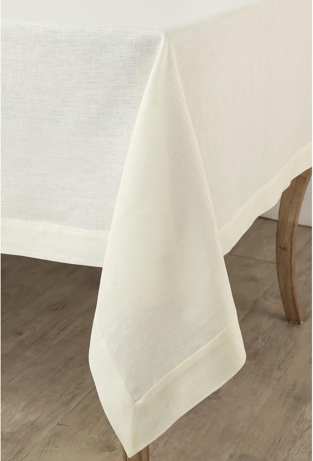 Solino Home Linen Ivory Tablecloth 60 x 60 Inch - 100% Pure Linen Square Tablecloth - Machine Washable Table Cloth for Fall, Autumn, Thanksgiving, Christmas, Holiday - Fete