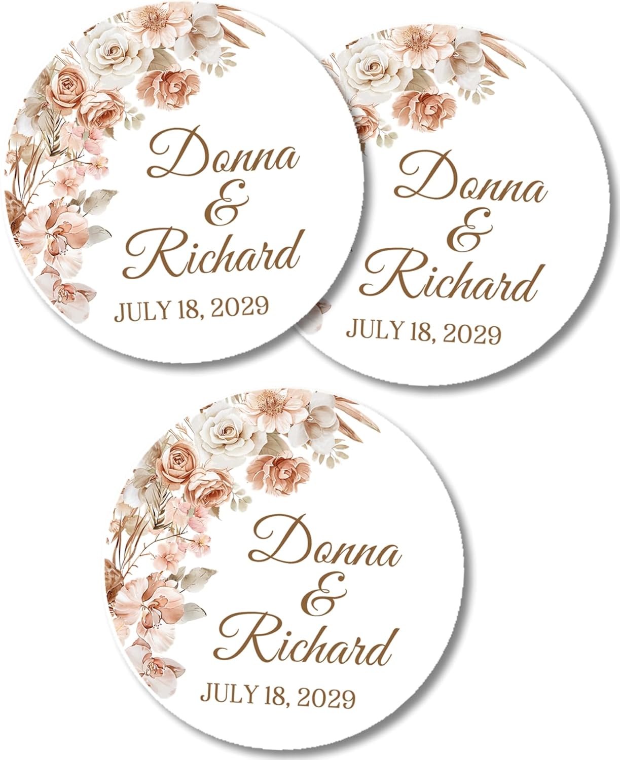 Neutral Blush Rose & Pampas Grass Wedding Invitations, Boho Design, Personalized, Set of 12 Invitations with Envelopes