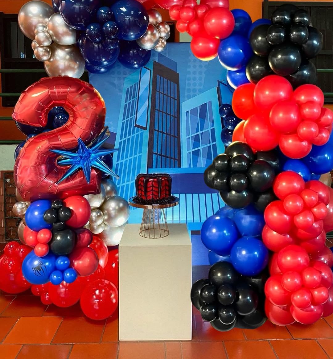 Black Red Blue Balloons, 50pcs 12 Inch Black Red Blue Silver Latex Balloons for Birthday Graduation Party Decorations