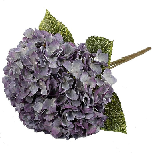 2Bouquets Artificial Fake Flowers Plants Silk Hydrangea Arrangements Wedding Bouquets Decorations Plastic Floral Home Kitchen Garden Party Festival Bar DIY (Grey Purple)