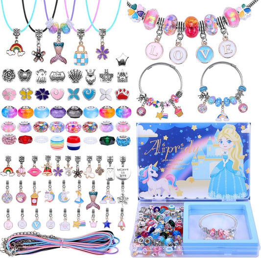 AIPRIDY Charm Bracelet Making Kit,Unicorn Mermaid Crafts Gifts Set Can Inspires Imagination and Creativity,Jewelry Making Kit Perfect Gifts for Girls 5-12 Years Old (104 Pieces)