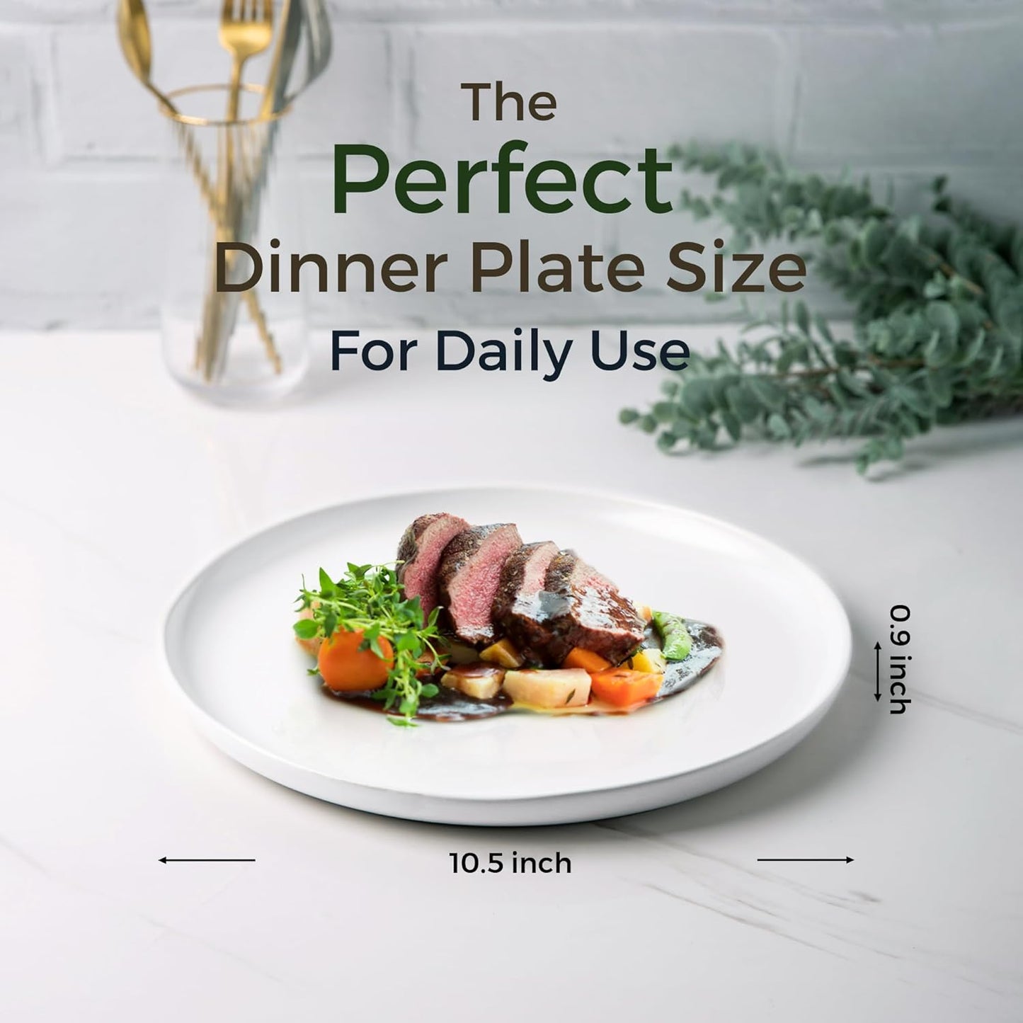 AmorArc Dinner Plates Set of 4, Handcrafted Porcelain Wavy Rim 10.5 Inch Modern Ceramic Plates Set, Dinnerware Dishes for Kitchen-Microwave&Dishwasher&Oven Safe, Chip resistant-Matte White