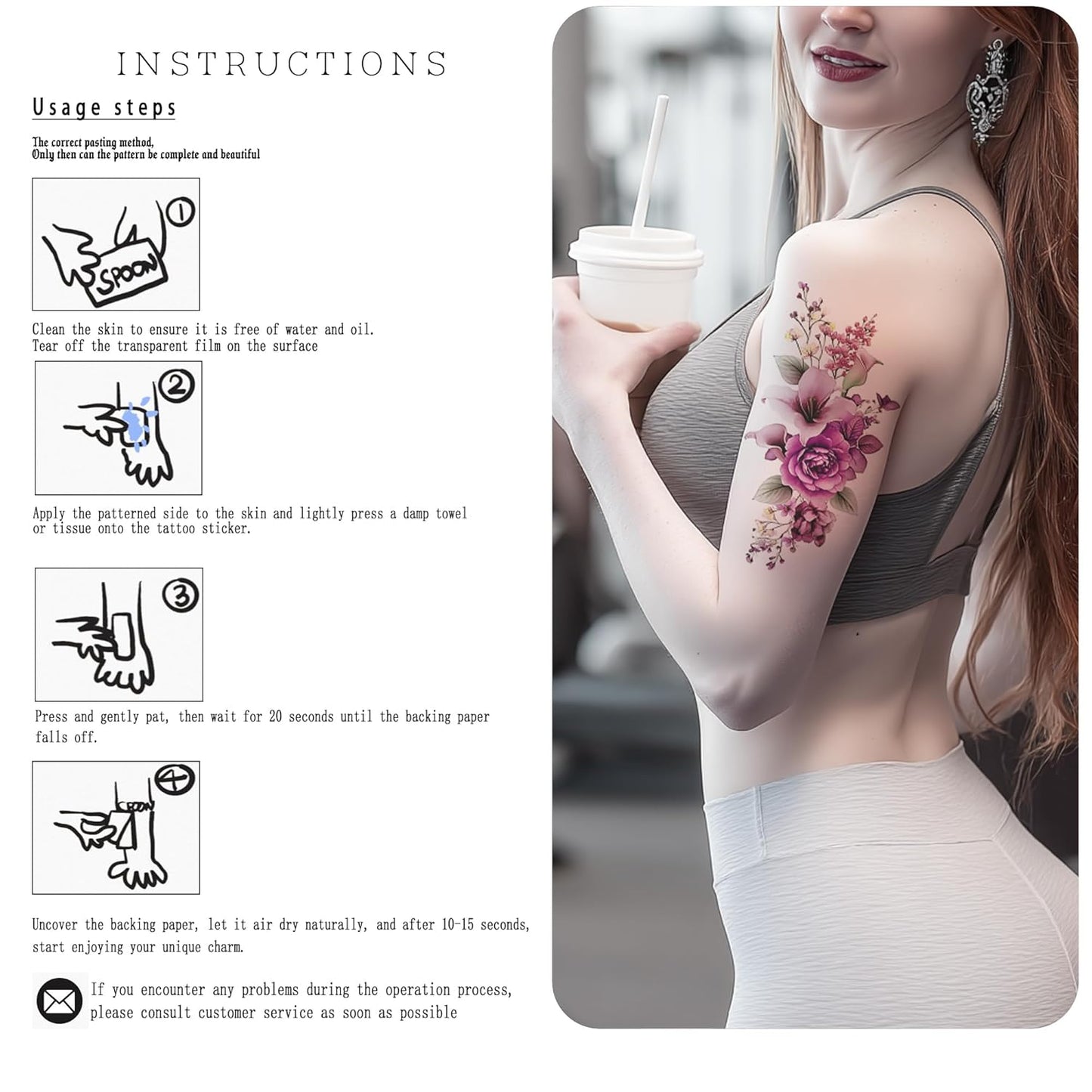 Watercolor Temporary Tattoos｜Women-Exclusive Tattoos (with Florals, Butterflies, Jellyfish, Beauties & More)｜Hyper-Realistic Fake Tattoos, Top Choice for Parties, Parent-Child & Beach